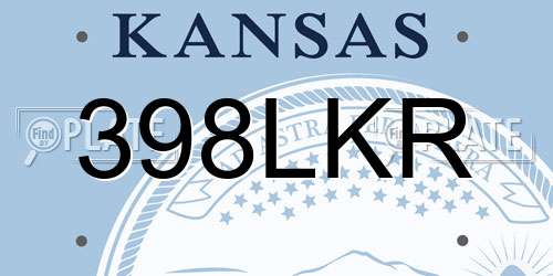 398LKR Kansas License Plate