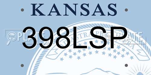 398LSP Kansas License Plate