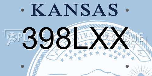 398LXX Kansas License Plate