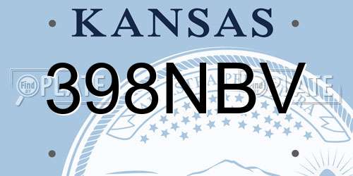 398NBV Kansas License Plate