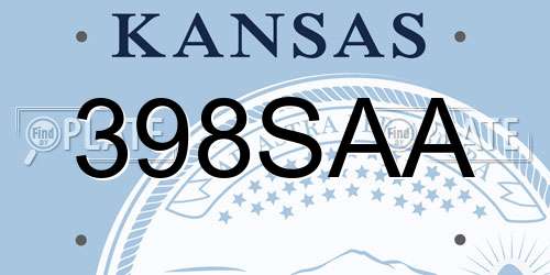 398SAA Kansas License Plate