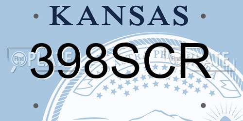 398SCR Kansas License Plate