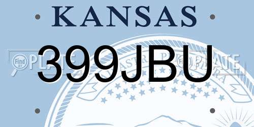 399JBU Kansas License Plate