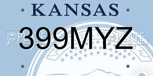 399MYZ Kansas License Plate