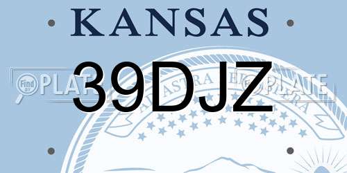 39DJZ Kansas License Plate