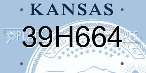 39H664 Kansas License Plate