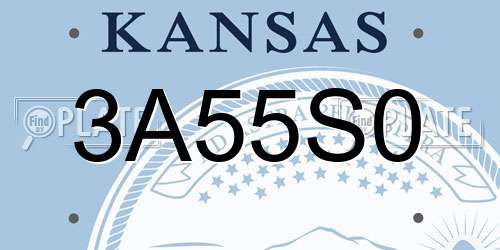 3A55S0 Kansas License Plate