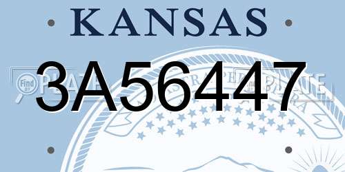 3A56447 Kansas License Plate
