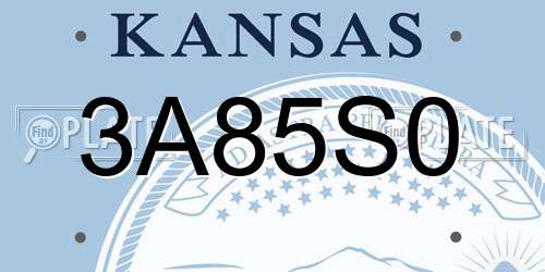 3A85S0 Kansas License Plate