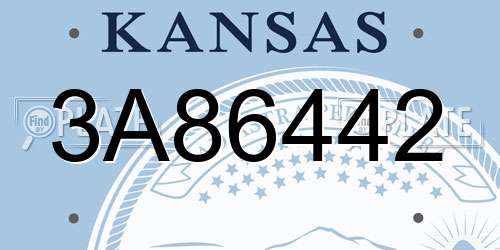 3A86442 Kansas License Plate