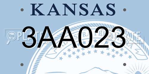 3AA023 Kansas License Plate