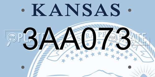 3AA073 Kansas License Plate