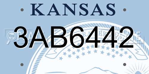 3AB6442 Kansas License Plate