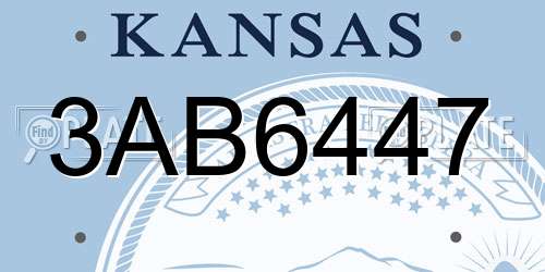 3AB6447 Kansas License Plate