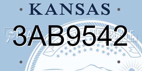 3AB9542 Kansas License Plate