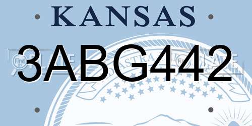 3ABG442 Kansas License Plate