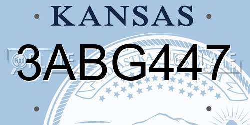 3ABG447 Kansas License Plate