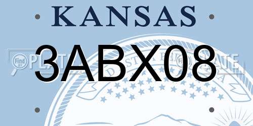 3ABX08 Kansas License Plate