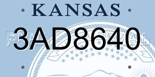 3AD8640 Kansas License Plate