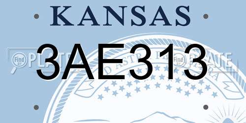 3AE313 Kansas License Plate