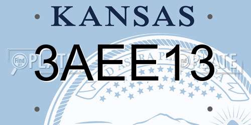 3AEE13 Kansas License Plate