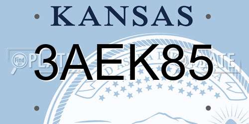 3AEK85 Kansas License Plate
