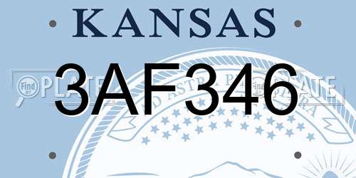 3AF346 Kansas License Plate