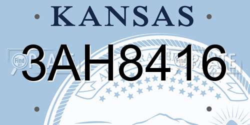3AH8416 Kansas License Plate