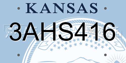 3AHS416 Kansas License Plate