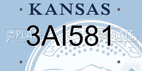 3AI581 Kansas License Plate