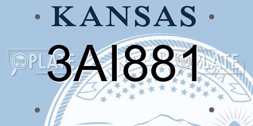 3AI881 Kansas License Plate
