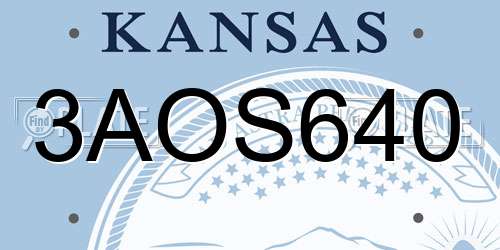 3AOS640 Kansas License Plate