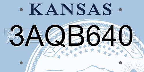 3AQB640 Kansas License Plate