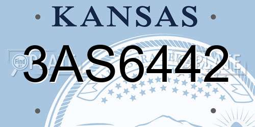 3AS6442 Kansas License Plate