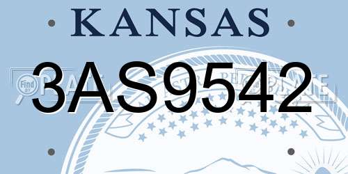3AS9542 Kansas License Plate