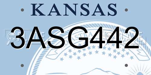 3ASG442 Kansas License Plate