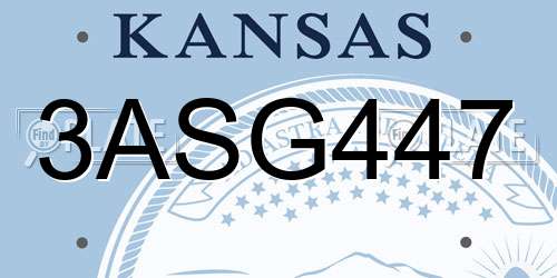 3ASG447 Kansas License Plate