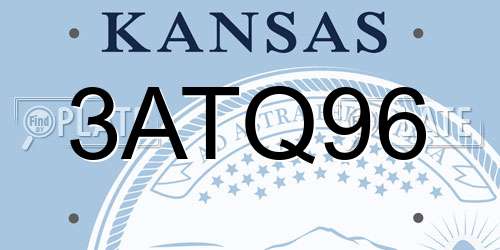 3ATQ96 Kansas License Plate