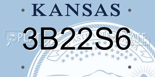 3B22S6 Kansas License Plate