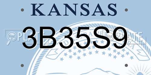 3B35S9 Kansas License Plate