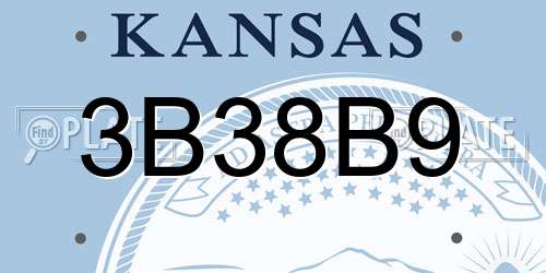 3B38B9 Kansas License Plate