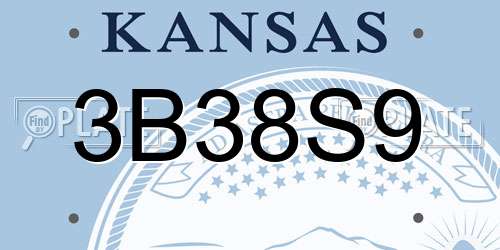 3B38S9 Kansas License Plate