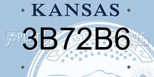 3B72B6 Kansas License Plate