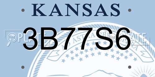 3B77S6 Kansas License Plate