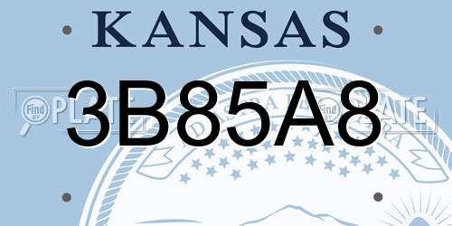 3B85A8 Kansas License Plate