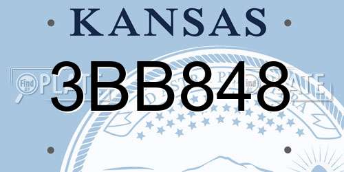3BB848 Kansas License Plate