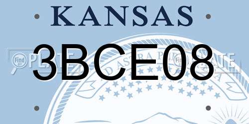 3BCE08 Kansas License Plate