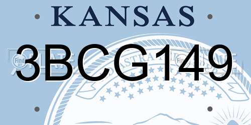 3BCG149 Kansas License Plate