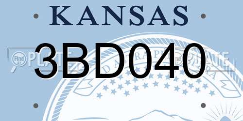 3BD040 Kansas License Plate