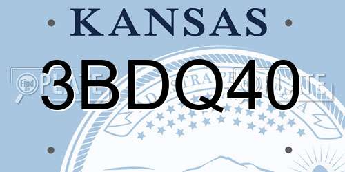 3BDQ40 Kansas License Plate